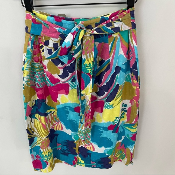 NEW J. Crew Vibrant Watercolor Floral Tie Waist Skirt Size 8 Petite J Crew.  6 - Picture 7 of 10